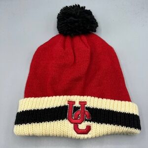 University of Cincinnati Hat Men Red College Vault Cuffed Beanie Pom Pom Cap New